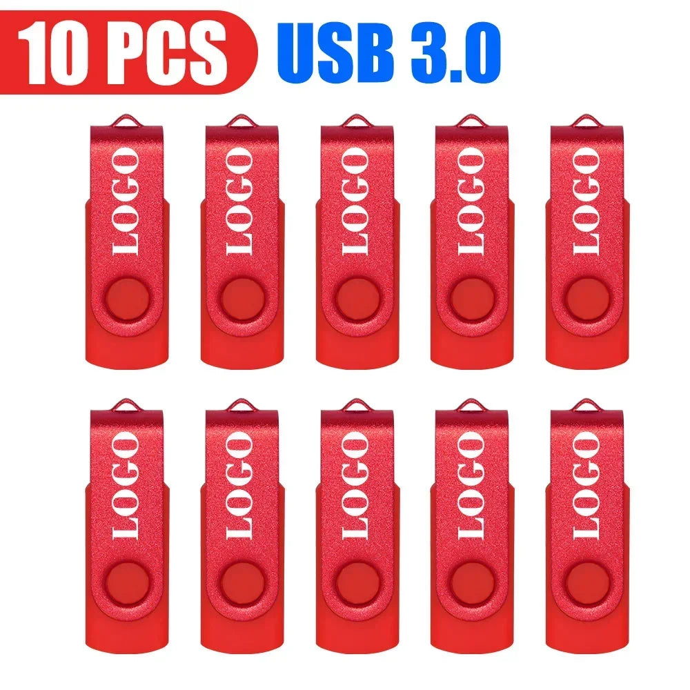 10/20/50 unids/lote unidad Flash USB 3,0 nueva unidad de bolígrafo giratoria 8GB16GB32GB64GB logotipo personalizado gratis memoria Stick regalo de negocios creativo