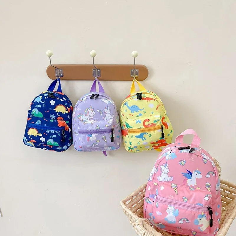Mochila para niños con diseño de unicornio y dinosaurio de dibujos animados, bonita mochila escolar para guardería, bolsas impermeables para niños y niñas