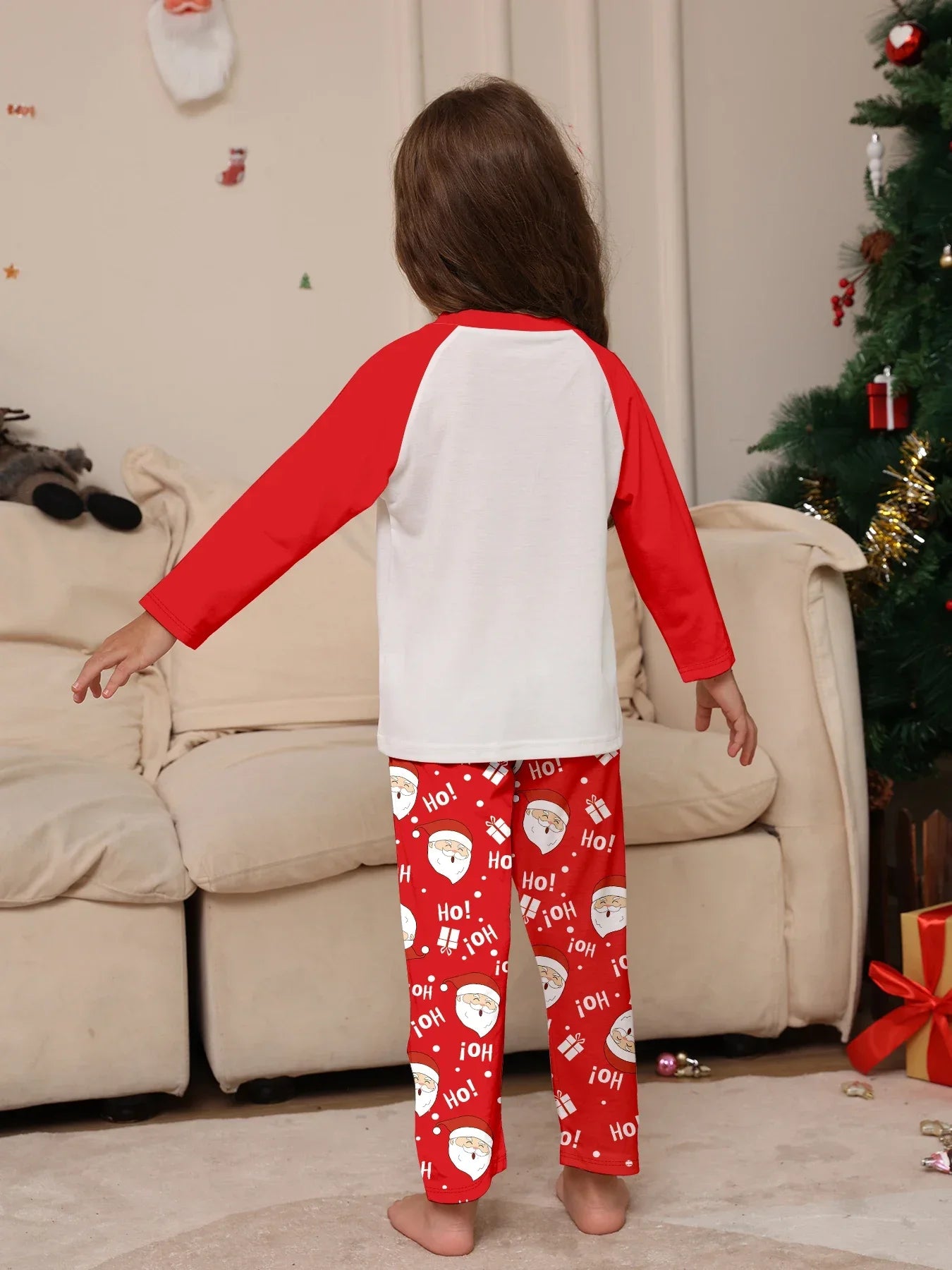 Nuevo pijama navideño con apariencia familiar, estampado de Papá Noel, trajes a juego para madre, padre y niños, traje holgado bonito de 2 piezas, ropa de dormir, ropa de Navidad
