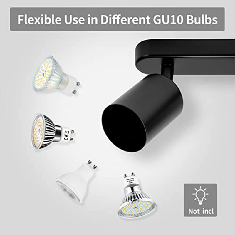 Lámpara de techo, luz de pista LED para dormitorio, pasillo, tienda, lámpara superior, bombilla GU10, iluminación de repuesto, focos LED ajustables