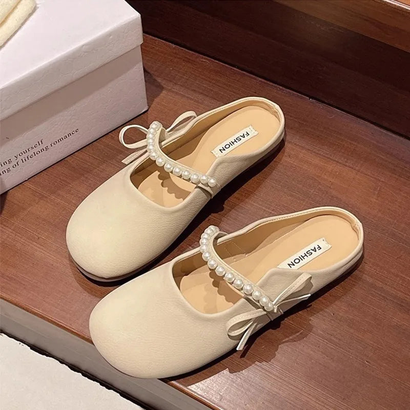 Sandalias Mary Jane de mujer, estilo nuevo, para primavera y verano, con suela plana, suave, cerrada y tipo pantufla.