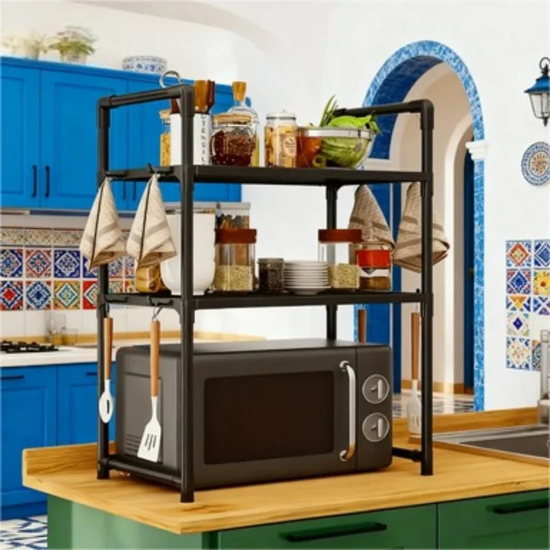 Estante de Cocina Resistente, Soporte para Horno de Microondas de Pie, Estante de Almacenamiento de 2 Niveles, Organizador para Freidora de Aire, Soporte para Ollas