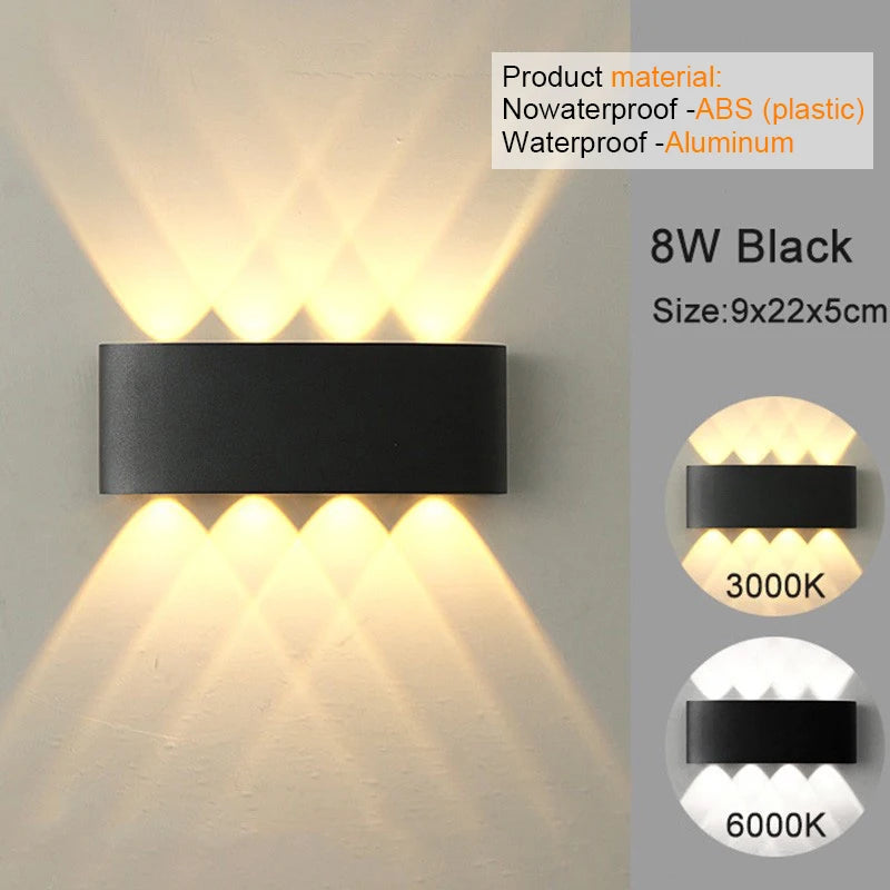 Apliques de pared LED, lámpara moderna para interiores y exteriores, luces blancas de montaje en pared arriba y abajo para decoración de sala de estar, pasillo y dormitorio