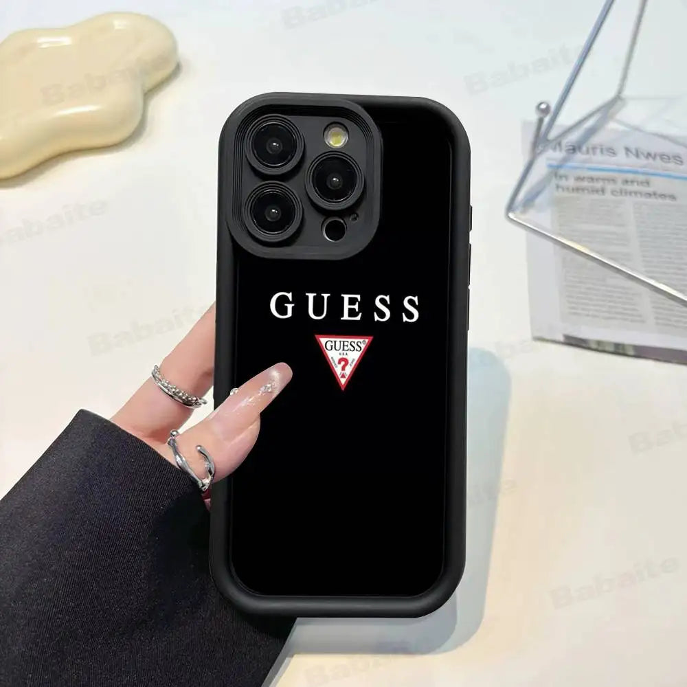 Funda de Silicona Suave para Teléfono de la Marca de Moda G-Guess para iPhone 17 16 14 13 12 11 15 Pro Max Plus Air Cover