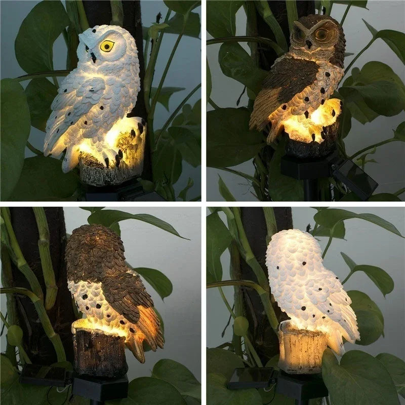 Nuevo 1 Uds. Luces de búho decorativas para exteriores, lámpara de pie para césped con energía Solar, iluminación de paisaje impermeable, camino, linterna LED de animales