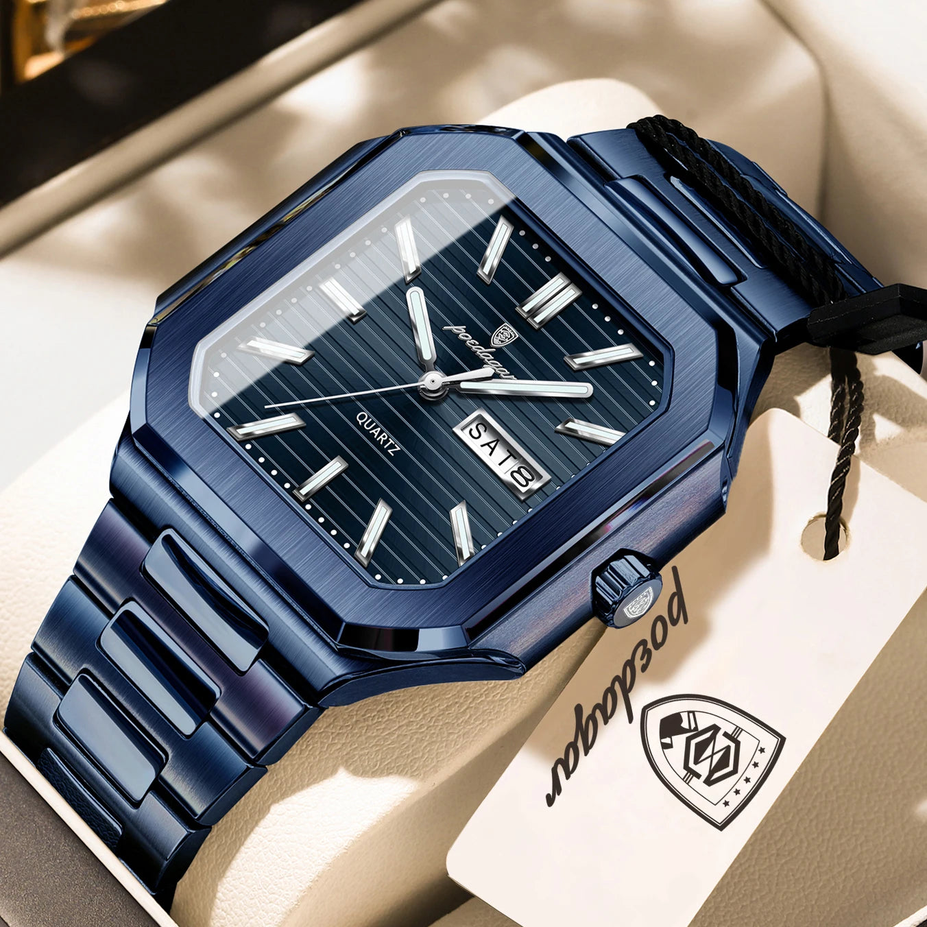 Reloj POEDAGAR de negocios para hombre, resistente al agua, luminoso, con fecha, semana, relojes clásicos para hombre, Reloj de pulsera de cuarzo de acero inoxidable para hombre