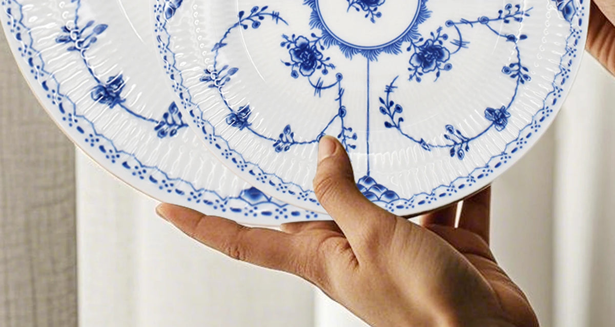 Juego de vajilla de porcelana blanca de Jingdezhen con diseño de hierba Tang azul y blanca, plato llano para uso doméstico, t...