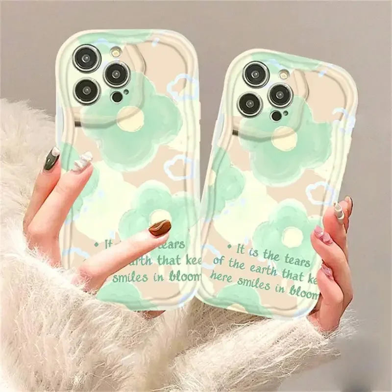 Funda de teléfono para OPPO Realme C53 C55 C11 2021 C33 C31 C35 C21Y C25Y C20 C21 C12 C15 C25 C30 C30S C25S 5 5i 5s 6i cubierta ondulada de flores