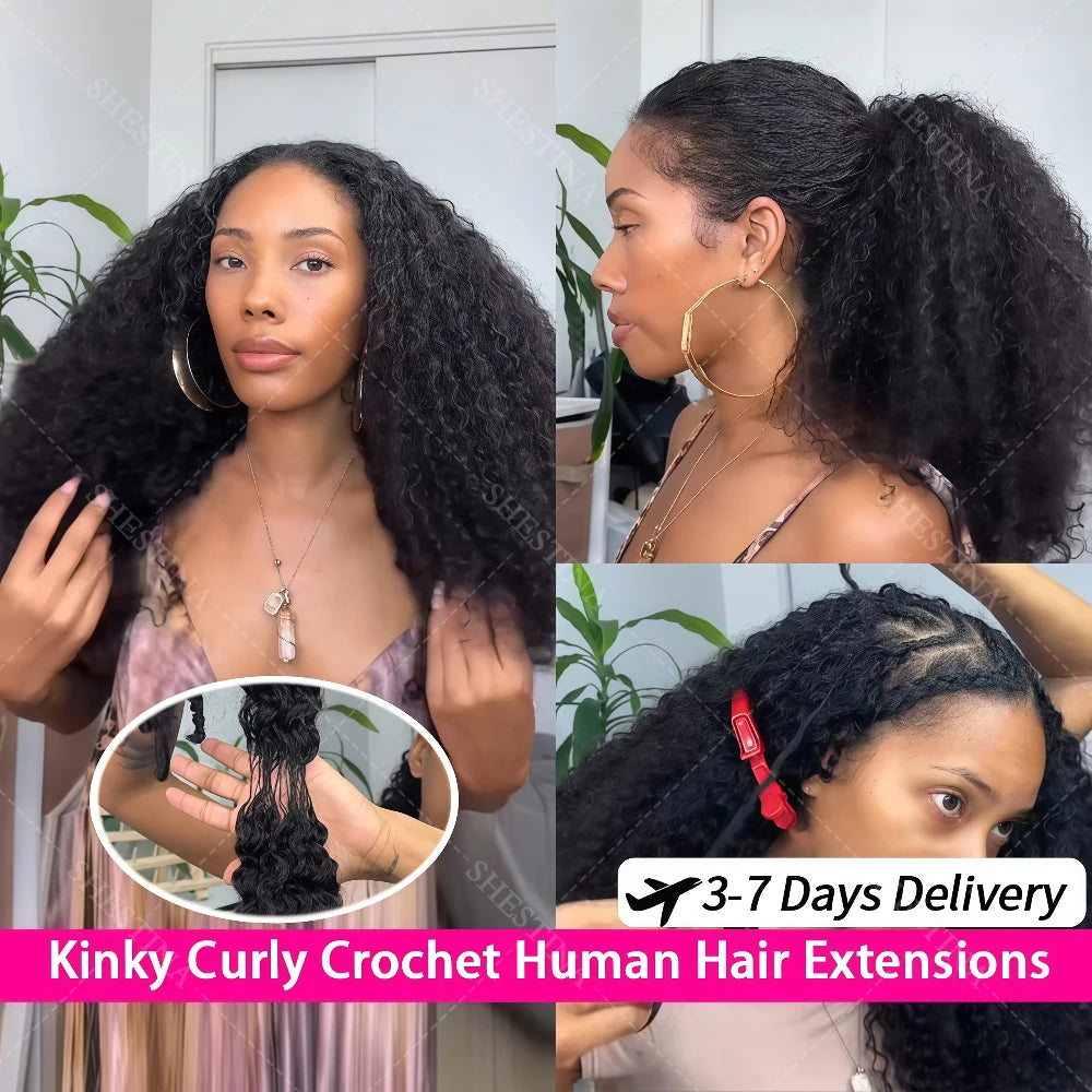 10A Micro bucle Invisible pequeñas espirales rizado crochet cabello humano sin nudos preseparado rizado pluma extensiones de cabello de ganchillo