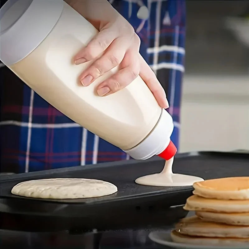 Botella mezcladora de masa para panqueques con bola mezcladora y batidor de alambre para panqueques, cupcakes, muffins, crepes y más con calidad de restaurante