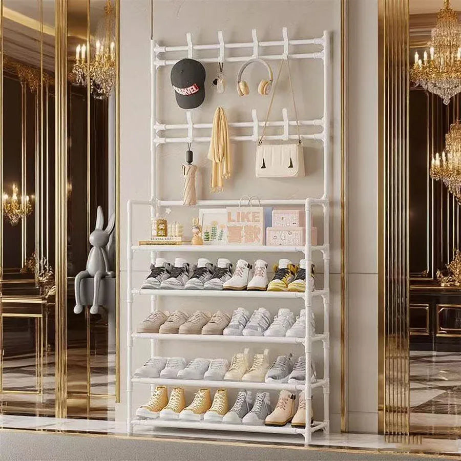 Zapatero de entrada multifuncional: gran capacidad, organizador de almacenamiento de 3 capas para zapatos, bolsos y accesorios.