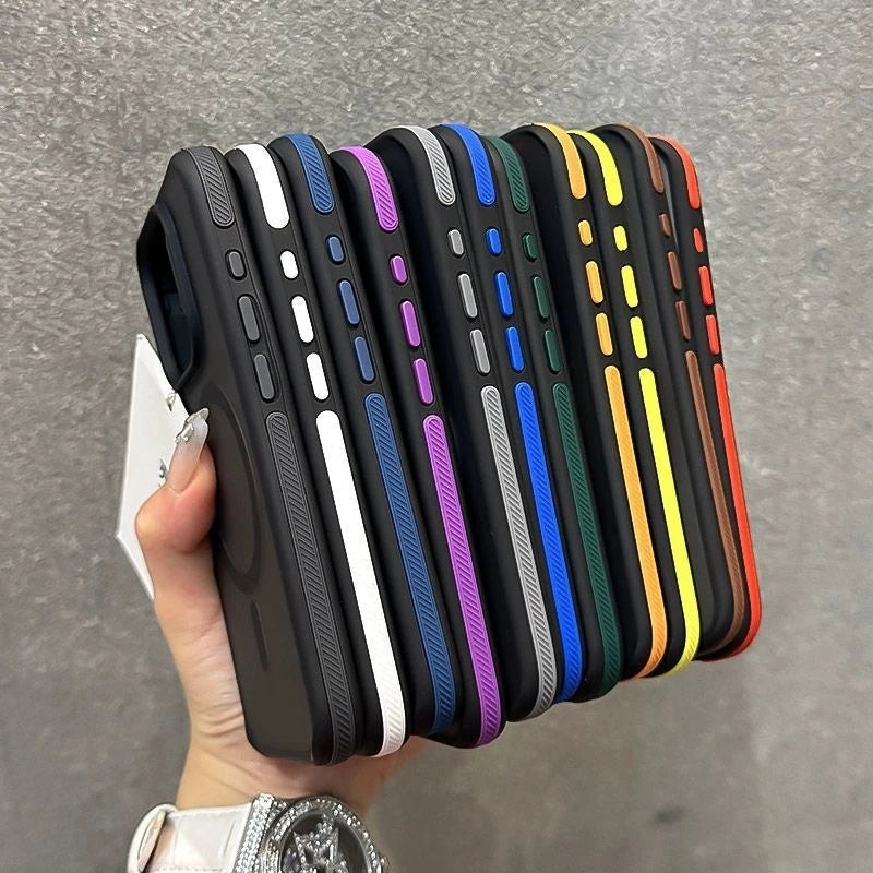 Funda de teléfono con armadura mate de lujo para iPhone 16 15 14 11 12 13 Pro Max Plus Magsafe, Fundas traseras con parachoques magnético, Funda Coque