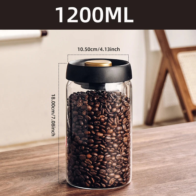 Frasco de Vidrio Hermético al Vacío para Almacenamiento de Granos de Café, Alimentos, Té, Frasco de Almacenamiento de Alimentos Frescos, Accesorios de Cocina