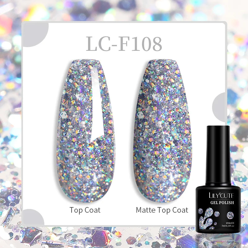 LILYCUTE-esmalte en Gel para uñas, barniz semipermanente para manicura, con LED UV, 129 colores, 7ML