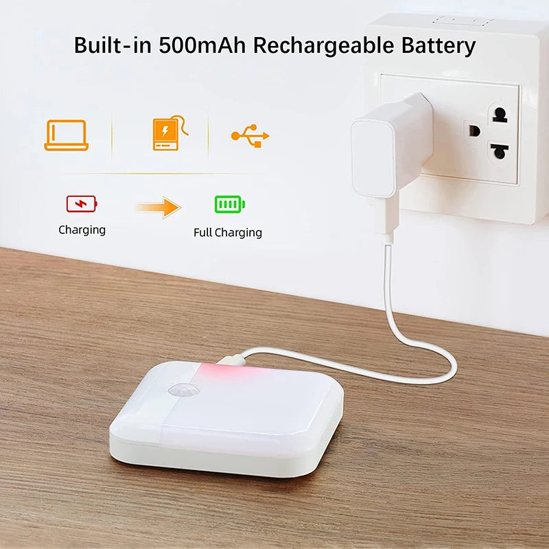 Luz nocturna inalámbrica LED, lámpara de pared recargable con sensor de movimiento humano, para acampar, escaleras de verano, armario, cocina, inodoro