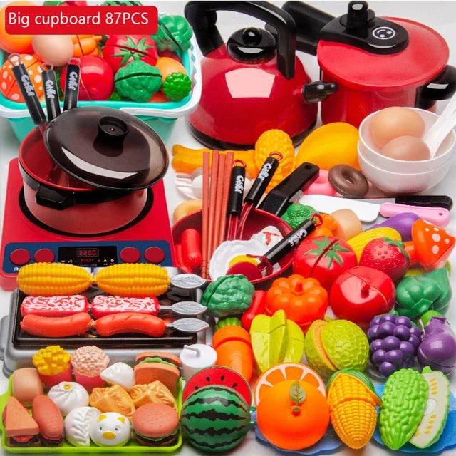 Juego de juguetes de cocina para niños y niñas, utensilios de cocina para cortar frutas, educación de simulación, juego de simulación