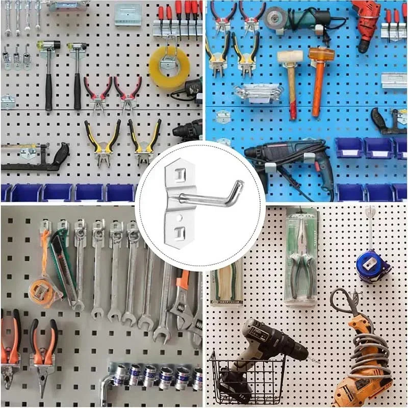 Ganchos para tablero perforado, perchas oblicuas individuales de acero para organización de herramientas de garaje, llavero para utensilios de cocina, 1-10 Uds.
