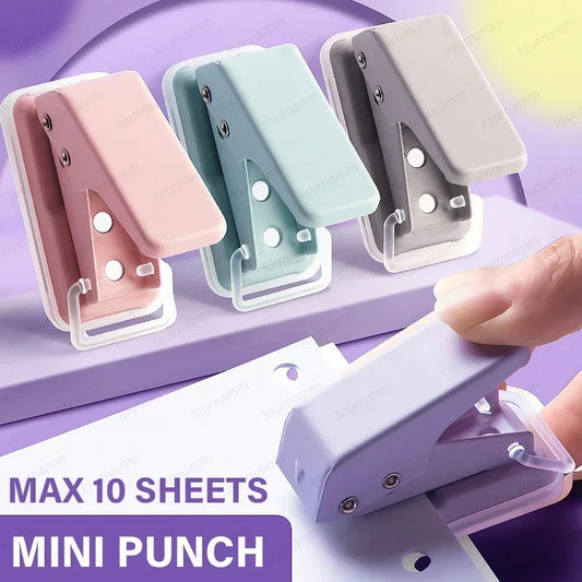 Mini perforadora de 1 agujero, perforadora de papel portátil con agujero redondo, cortador de papel, suministros escolares de oficina Kawaii, artículos de papelería