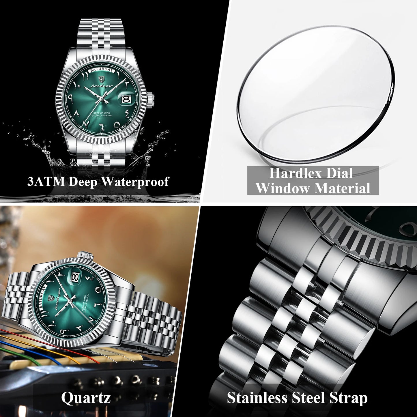 Reloj de Pulsera para Hombre de la Marca POEDAGAR, a la Moda, Resistente al Agua, con Fecha y Día de la Semana, Reloj de Negocios para Hombre, de Acero Inoxidable, de Alta Calidad, de Cuarzo