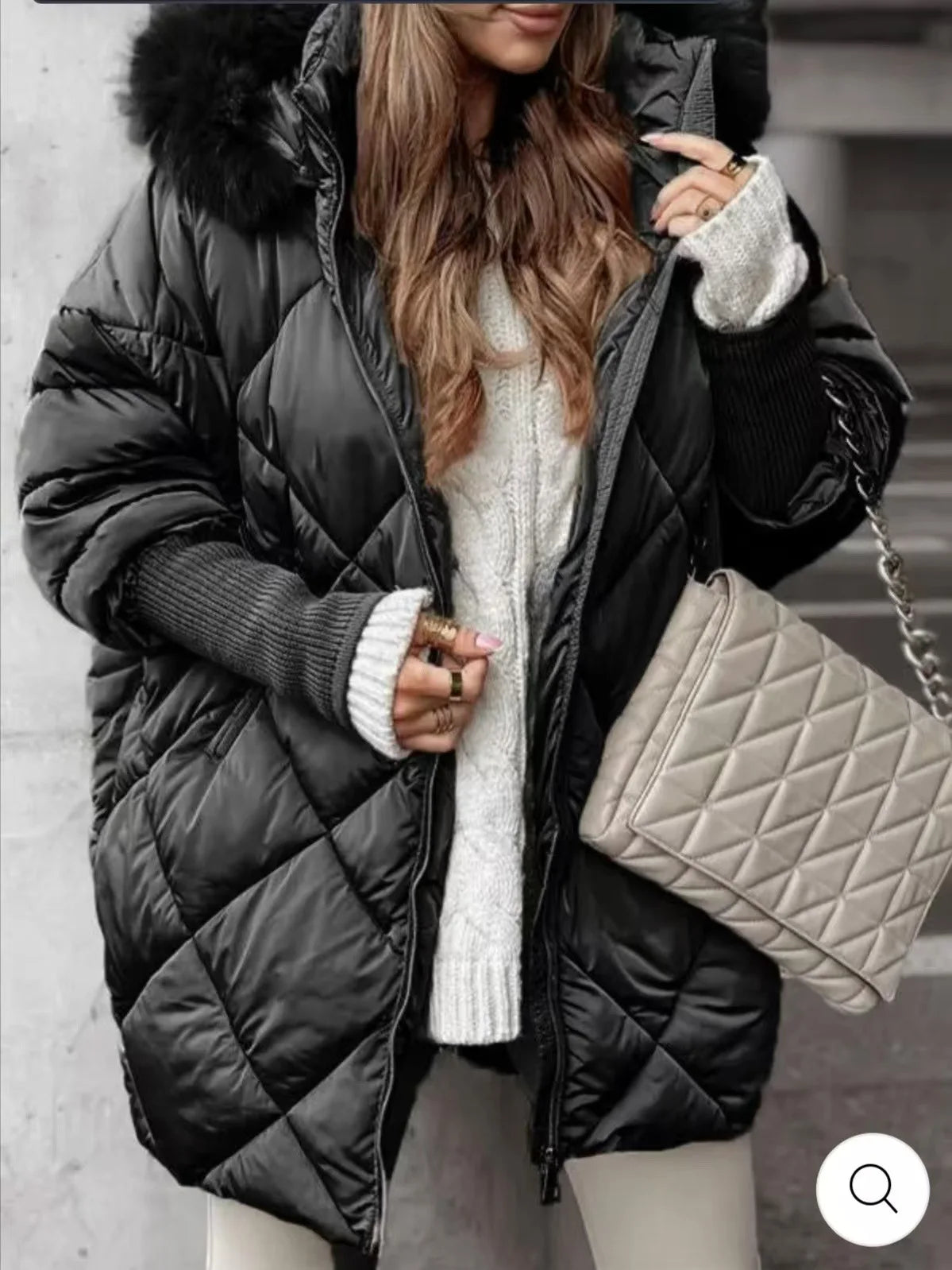 Ropa de Invierno de algodón cálido temperamento con capucha cárdigan con cremallera Color sólido Abrigos Invierno Mujer 2025 Casacos Inverno Feminino