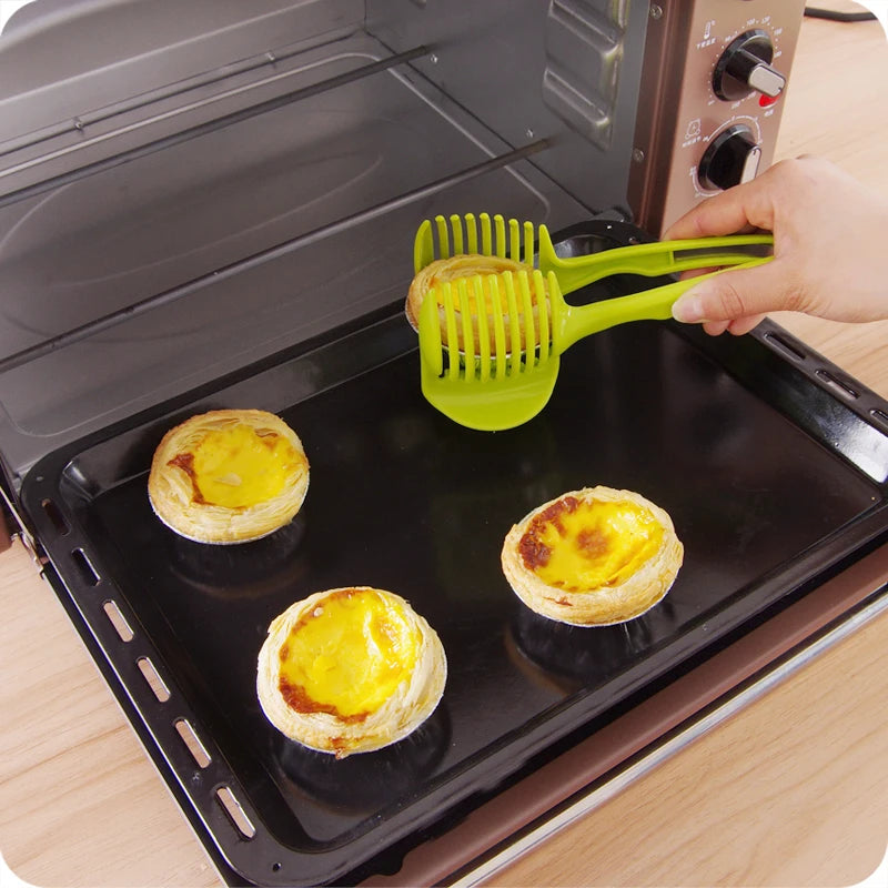 Práctico soporte de acero inoxidable para cebolla, rebanador de patatas, tomate, cortador de frutas y verduras, herramientas de cocina de seguridad, accesorios