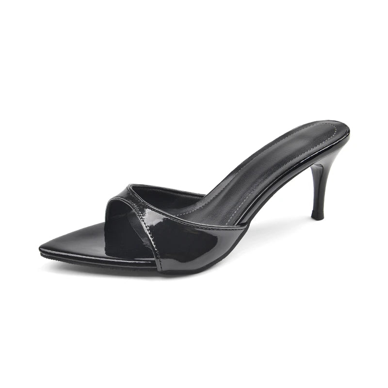 Tacones altos para mujer, moda de verano para mujer, tacones de aguja clásicos puntiagudos con punta abierta, sandalias sexis de fiesta para mujer