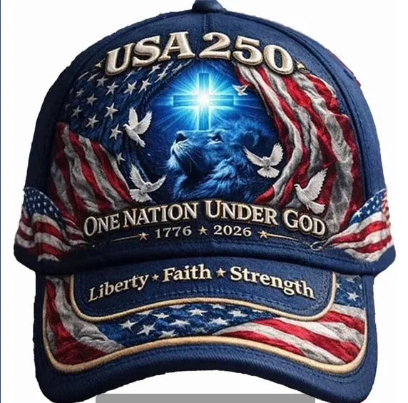 Gorra de béisbol conmemorativa del 250 aniversario de EE. UU. 1776-2026, diseño León de Judá, ajustable, One Nation Under God, regalo bíblico