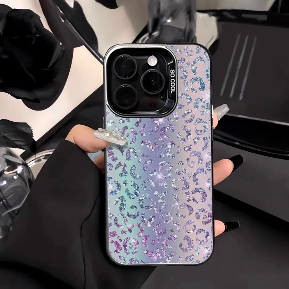 Funda de teléfono con estampado de leopardo para iPhone 16, 13, 15, 14, 11, 12, 17 Pro Max, 16 Pro Max, armadura de parachoques a prueba de golpes, IMD, Funda Coque
