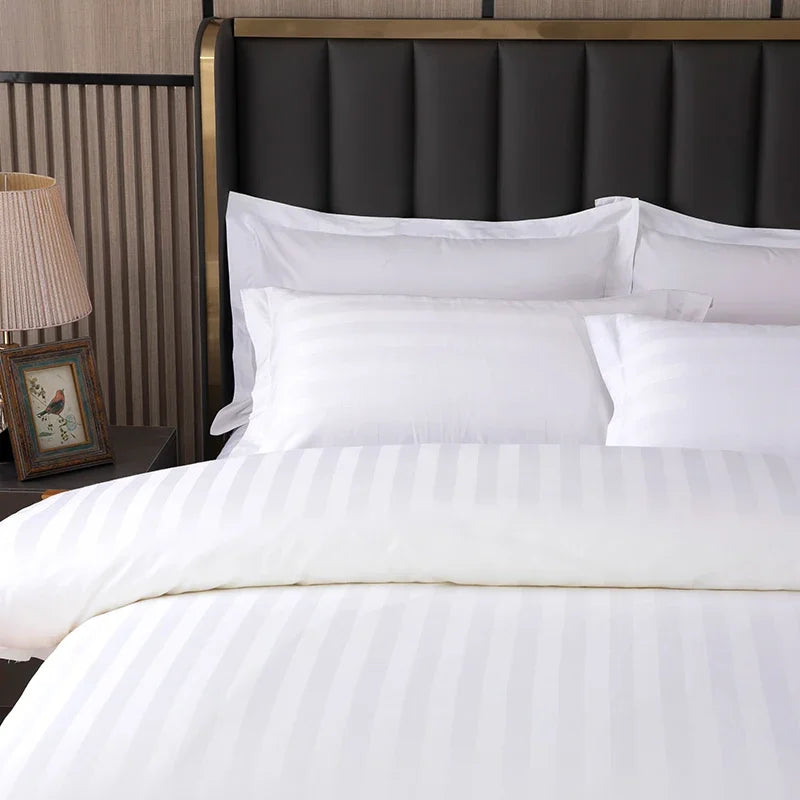 Funda nórdica de algodón 100 de lujo de Egipto, funda de edredón de Hotel de 5 estrellas, tira de satén de algodón puro, funda de edredón de línea de cama, fundas de almohada, 3 uds.