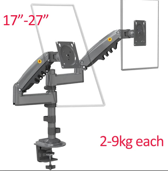 Soporte de Escritorio para Dos Monitores NB H180 de 17'-27' y 22'-32', Brazo con Resorte de Gas, Movimiento Completo, para TV LCD, 2-9kg, 2-12kg, Abrazadera de Doble Brazo