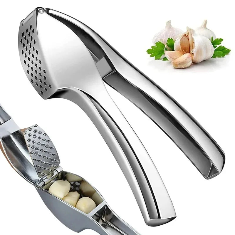 Prensa de ajo de acero inoxidable - Triturador de ajo desmontable, fácil de exprimir y limpiar, herramienta de cocina para ajo fino