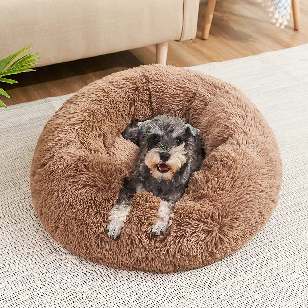 Cama redonda para mascotas de 40-90cm y 6 tamaños, cama para perros grandes, cama para gatos súper suave, casa para perros de peluche para perros medianos, casa para dormir cálido en invierno