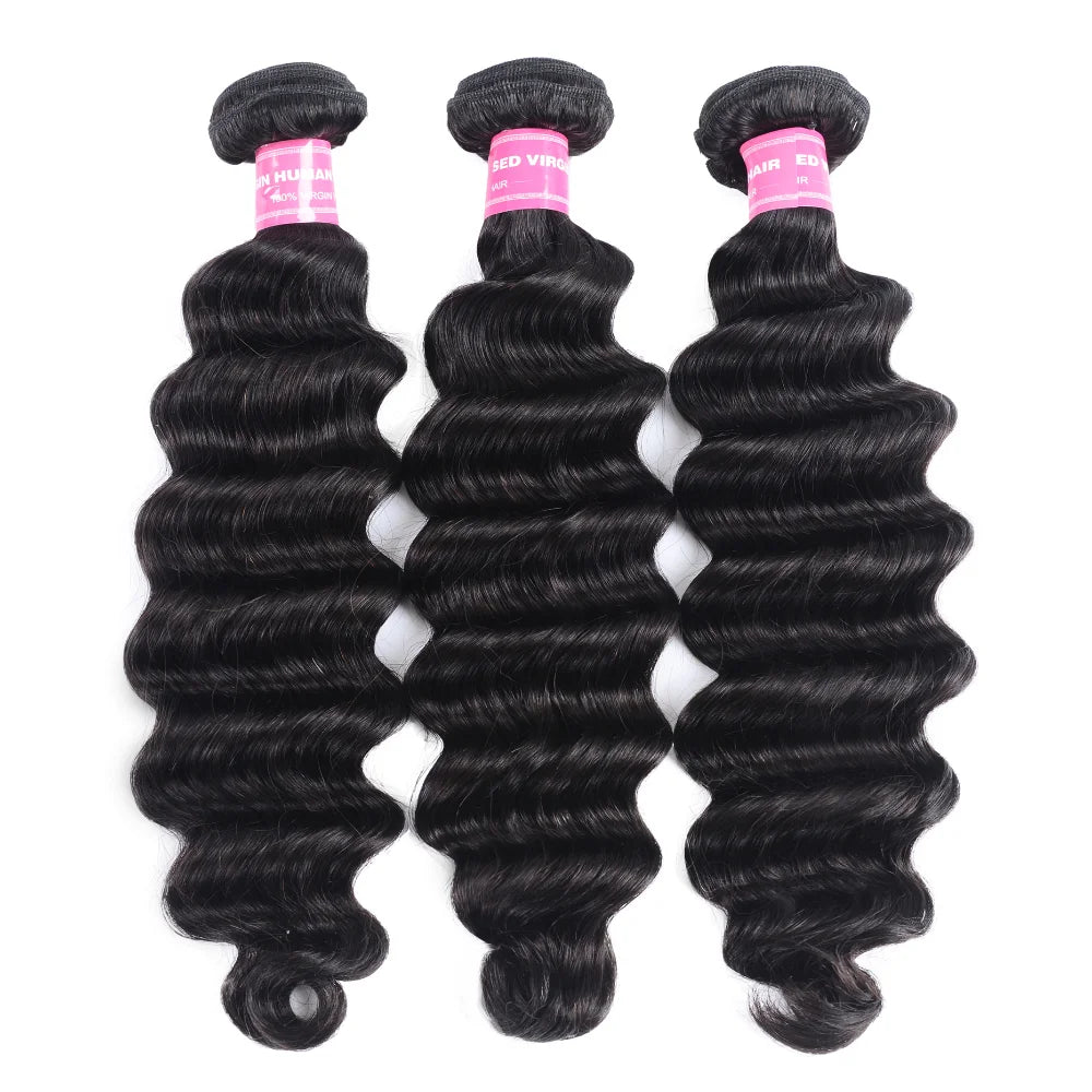 Extensiones de Cabello Natural Unice Hair, Ondulado Profundo, 1/3/4 Piezas, Color Natural, 100% Cabello Humano, Extensiones para Coser, Tejidos Rápidos
