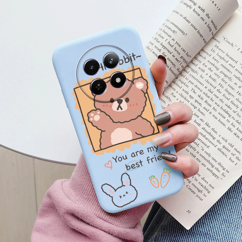 Funda para Realme 12 4G 12 + 13 + Plus 13 Pro + Plus 5G bonita funda trasera con forma de corazón y flor de silicona suave mate Fundas protectoras de dibujos animados