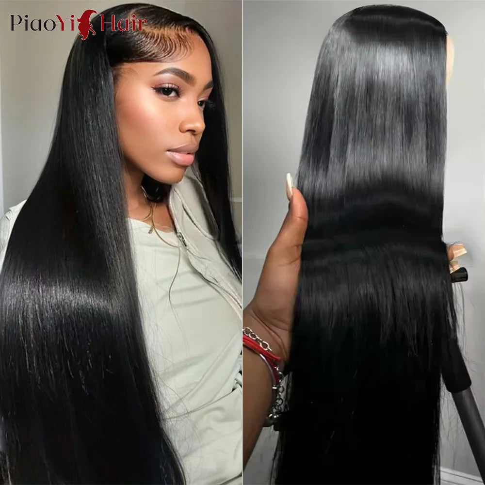 Peluca de cabello humano con encaje Frontal HD 13X6 de 30 pulgadas, peluca Frontal de encaje transparente HD recta, cabello humano brasileño de 210% de densidad