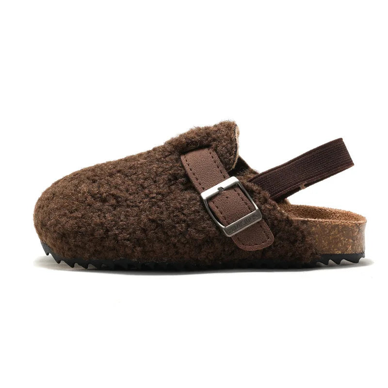 Sandalias de corcho para niños y niñas, zapatos de exterior de sandalias cálidas, calzado para preandador, otoño e invierno, novedad
