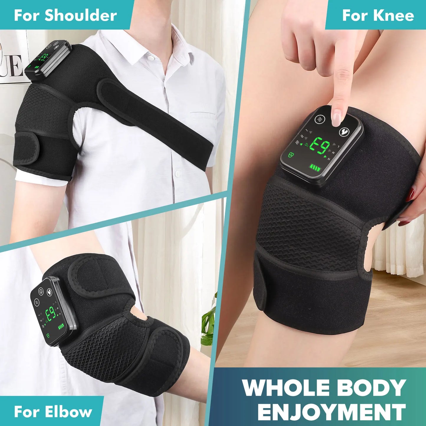 Masajeador de rodilla con calor, compresa caliente, masaje por vibración, soporte para codo y hombro, rodillera para aliviar la artritis