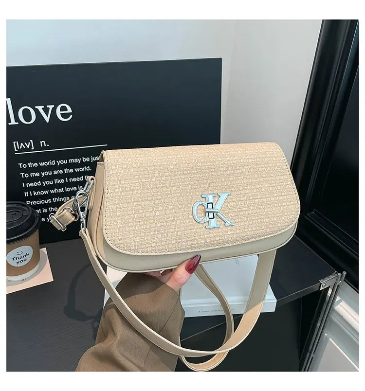 Bolso Bandolera de Lujo Exclusivo para Mujer, con Logotipo de Diseñador, Gran Capacidad, de Cuero, Elegante, Texturizado, para el Día a Día