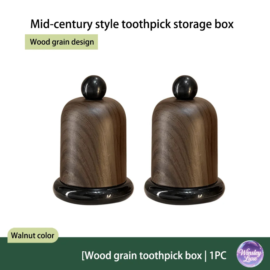 1 soporte elegante para palillos de dientes de madera de nogal con tapa de bola, diseño de madera maciza, decoración de alta gama para sala de estar y cocina, portátil