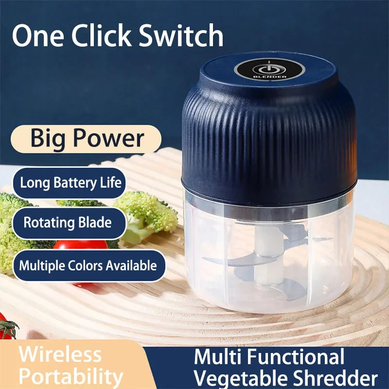 Picadora de Verduras Eléctrica Inalámbrica Recargable por USB de 250 ml, Picadora de Ajo, Picadora de Alimentos para Cocina, Utensilios para Picar Ajo
