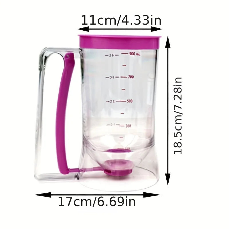 Dispensador de masa de 900ml, embudo graduado de mano, Dispensador de masa para panqueques, magdalenas y pasteles, 1 Uds.