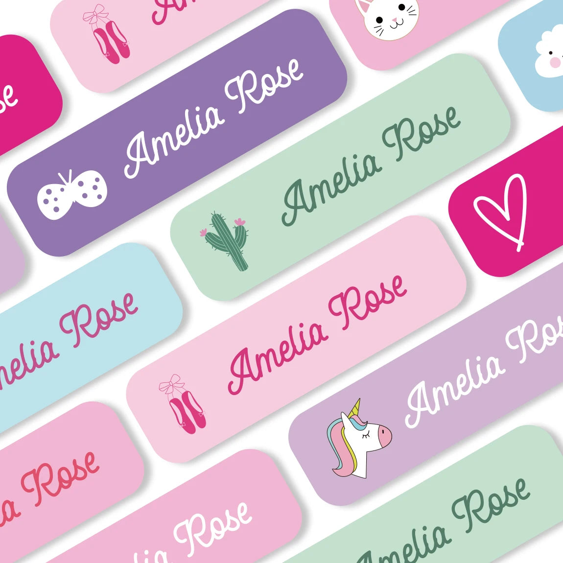 132 pegatinas de nombre personalizadas para niños, etiquetas de nombres impermeables personalizadas para botellas, loncheras, útiles escolares