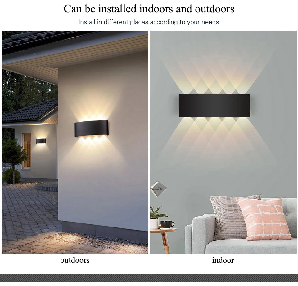 Lámpara de pared LED para interior arriba y abajo, luz de pared Interior para dormitorio, sala de estar, pasillo, iluminación exterior, decoración del hogar