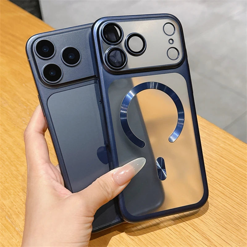 Funda de teléfono transparente mate de lujo para Magsafe IPhone 17 Air 16 15 Pro Max Plus 17Air 17Pro funda trasera de parachoques magnético