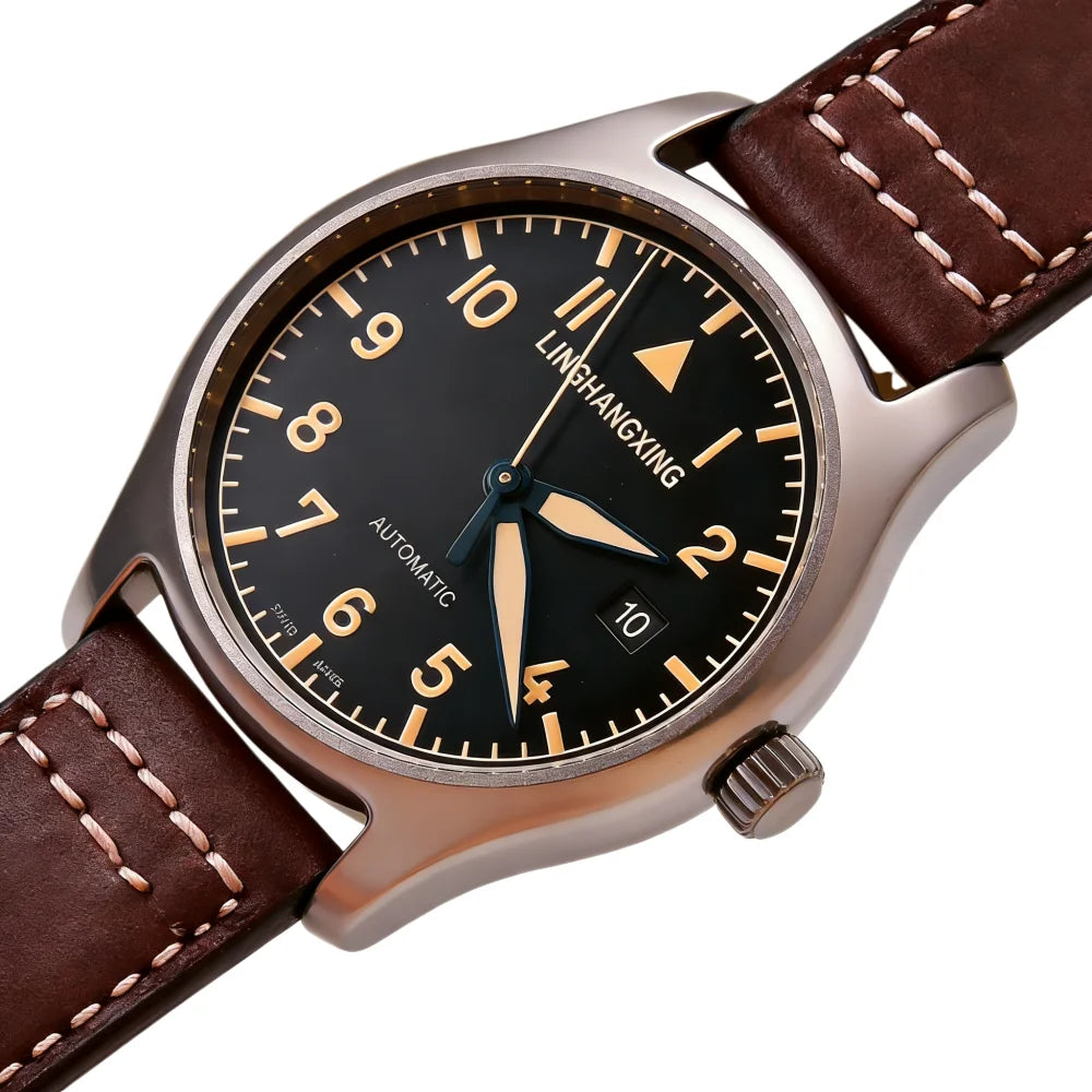 Nuevo Reloj de Moda para Hombre LINGHANGXING 2026, Movimiento de Relojería, Esfera Luminosa, Correa de Cuero Genuino, Estilo Casual de Negocios