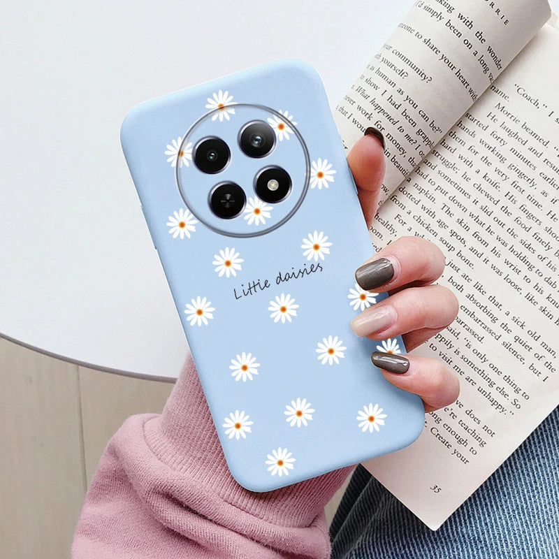 Funda para Realme 12 4G 12 + 13 + Plus 13 Pro + Plus 5G bonita funda trasera con forma de corazón y flor de silicona suave mate Fundas protectoras de dibujos animados