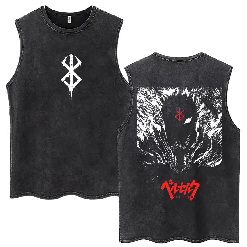 Camisetas sin mangas Harajuku lavadas de Anime Berserk Guts, camisetas Retro de Manga Gatsu Griffith Zodd, camisetas sin mangas, Camiseta de algodón Unisex de gran tamaño