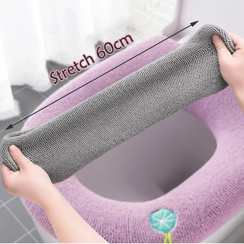 Funda Universal para asiento de inodoro, alfombrilla para taburete con patrón de calabaza, cojín para asiento de inodoro suave y cálido, accesorios para tapa de inodoro de baño