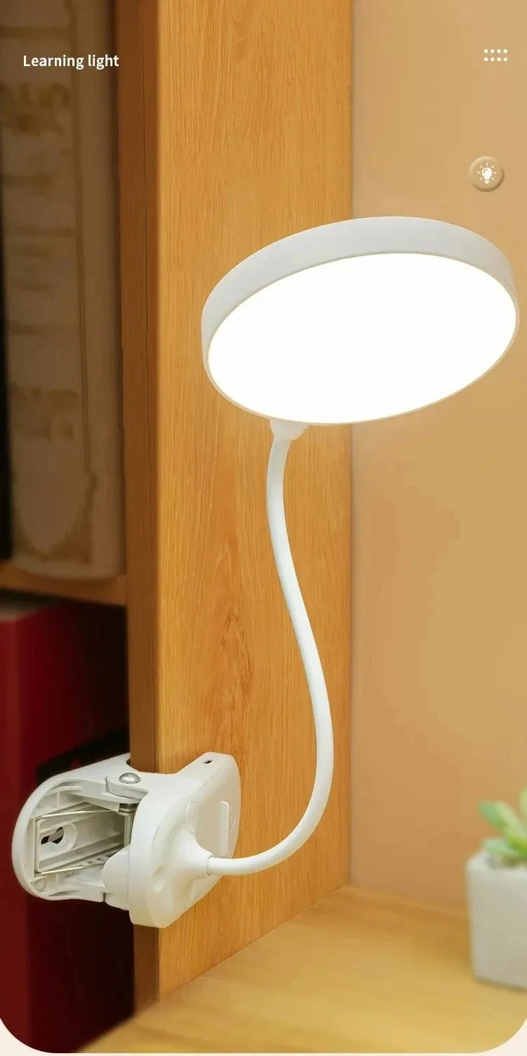Lámpara de mesa Led, luz nocturna recargable por USB con abrazadera plegable, soporte de estudio, lámpara de lectura táctil, 3 modos de atenuación, luz de protección ocular