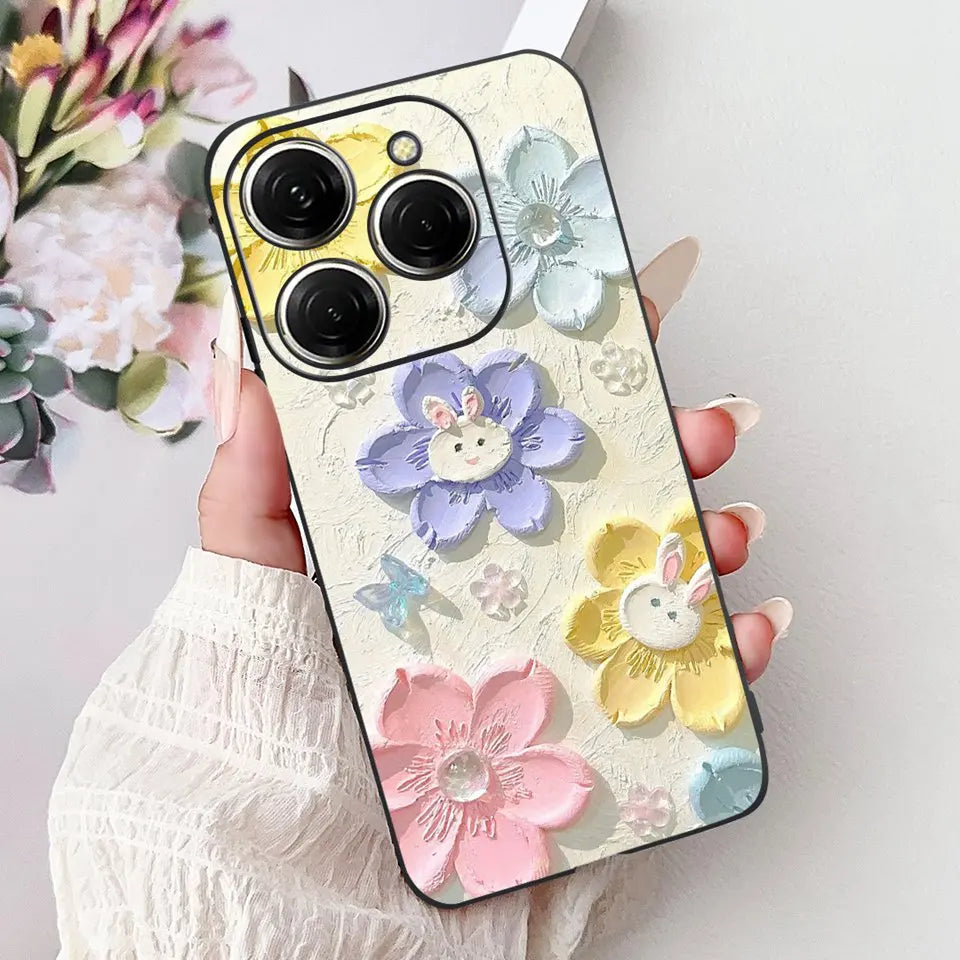 Para Tecno Spark 20c 20 Pro Plus Spark20 Pro Funda de teléfono Funda trasera de goma suave Mujer moda patrón de dibujos animados Funda de parachoques
